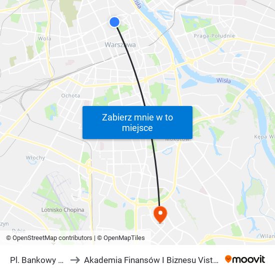 Pl. Bankowy to Akademia Finansów I Biznesu Vistula map