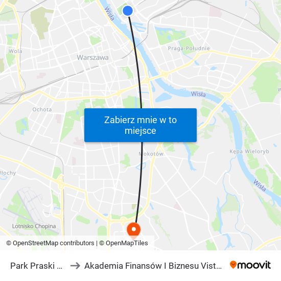 Park Praski 02 to Akademia Finansów I Biznesu Vistula map