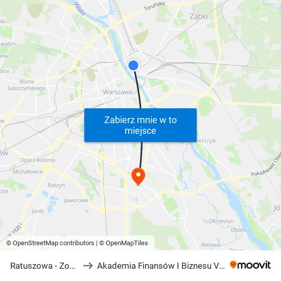 Ratuszowa - Zoo 02 to Akademia Finansów I Biznesu Vistula map