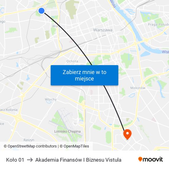 Koło 01 to Akademia Finansów I Biznesu Vistula map