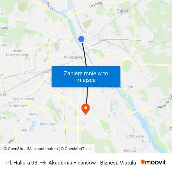 Pl. Hallera 03 to Akademia Finansów I Biznesu Vistula map