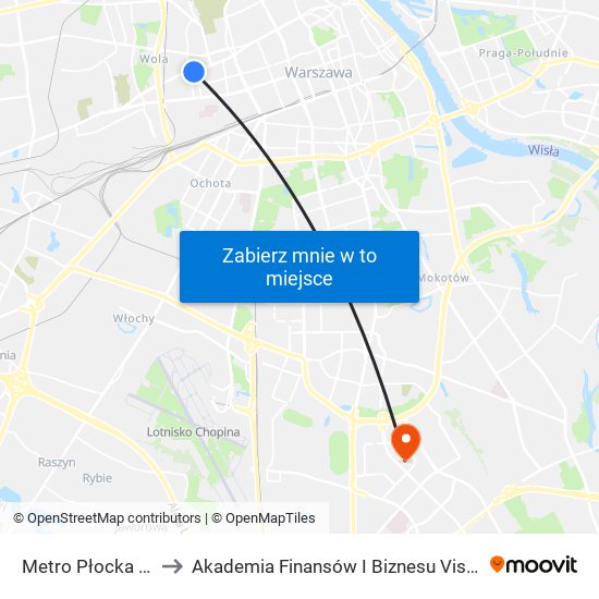 Metro Płocka 03 to Akademia Finansów I Biznesu Vistula map