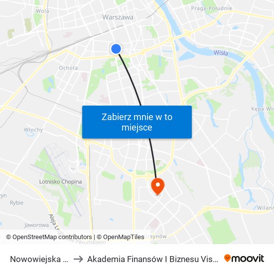 Nowowiejska 06 to Akademia Finansów I Biznesu Vistula map