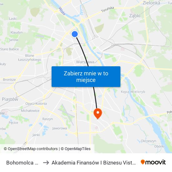 Bohomolca 03 to Akademia Finansów I Biznesu Vistula map