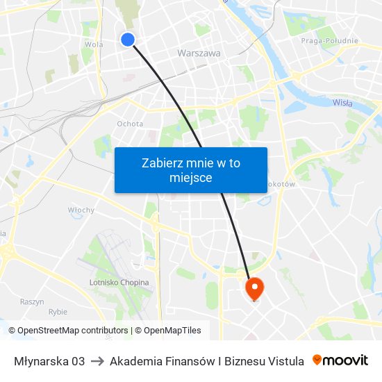 Młynarska 03 to Akademia Finansów I Biznesu Vistula map