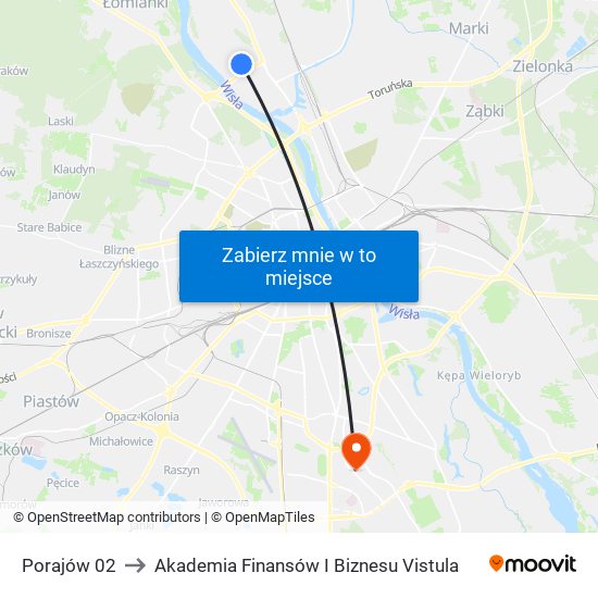 Porajów to Akademia Finansów I Biznesu Vistula map