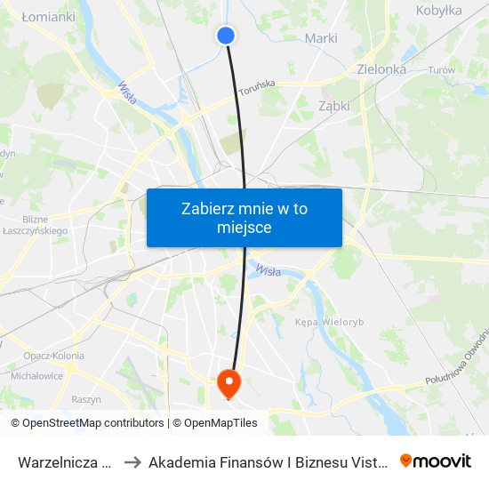 Warzelnicza to Akademia Finansów I Biznesu Vistula map