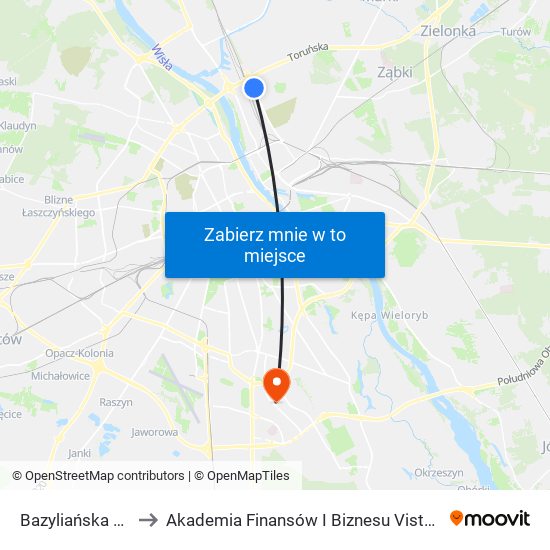 Bazyliańska 01 to Akademia Finansów I Biznesu Vistula map