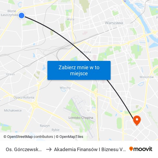 Os. Górczewska 01 to Akademia Finansów I Biznesu Vistula map