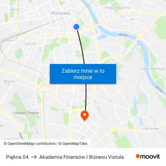 Piękna 04 to Akademia Finansów I Biznesu Vistula map