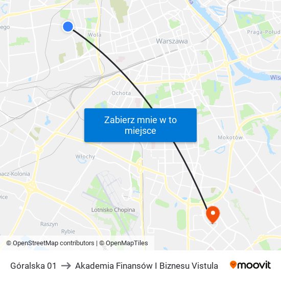 Góralska to Akademia Finansów I Biznesu Vistula map