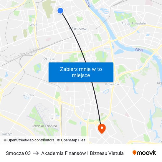 Smocza 03 to Akademia Finansów I Biznesu Vistula map