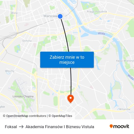 Foksal to Akademia Finansów I Biznesu Vistula map