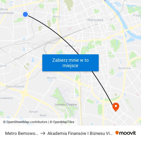 Metro Bemowo 03 to Akademia Finansów I Biznesu Vistula map