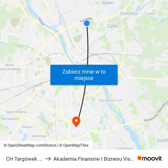 CH Targówek 03 to Akademia Finansów I Biznesu Vistula map