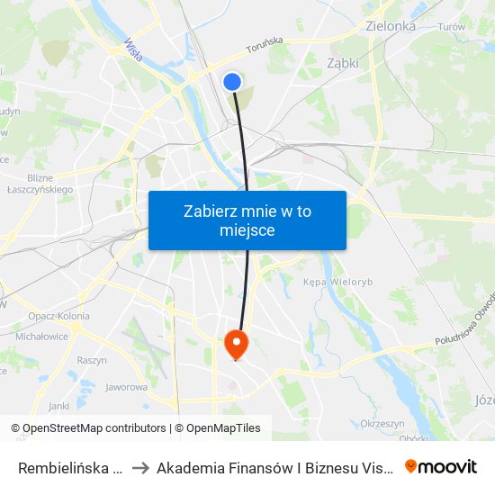 Rembielińska to Akademia Finansów I Biznesu Vistula map