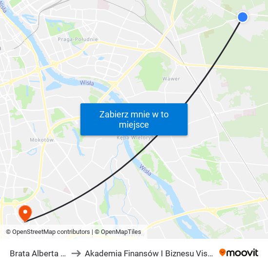 Brata Alberta 01 to Akademia Finansów I Biznesu Vistula map