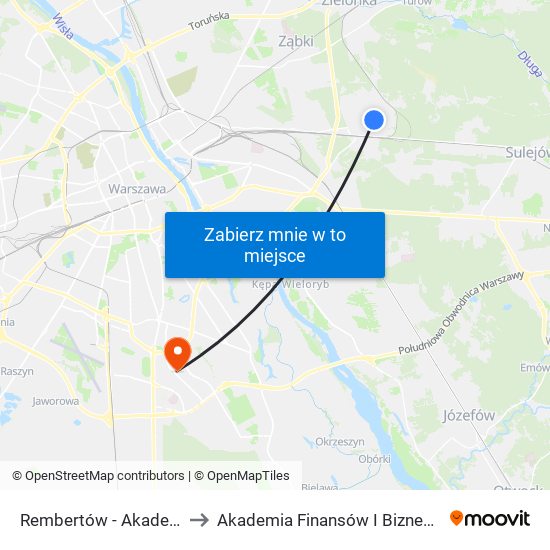 Rembertów-Akademia to Akademia Finansów I Biznesu Vistula map