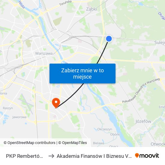 PKP Rembertów 01 to Akademia Finansów I Biznesu Vistula map