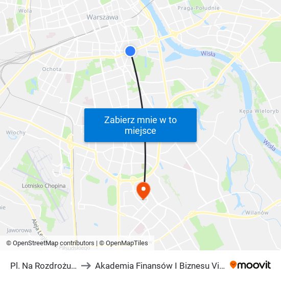 Pl. Na Rozdrożu 02 to Akademia Finansów I Biznesu Vistula map