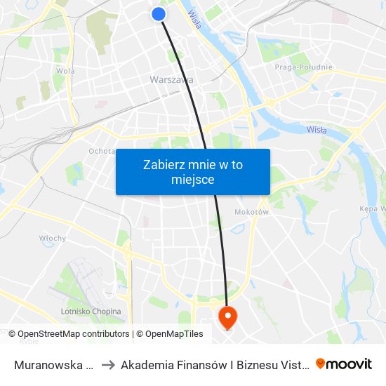 Muranowska to Akademia Finansów I Biznesu Vistula map