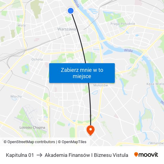 Kapitulna 01 to Akademia Finansów I Biznesu Vistula map