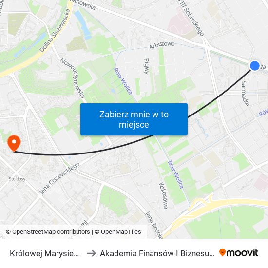 Królowej Marysieńki to Akademia Finansów I Biznesu Vistula map