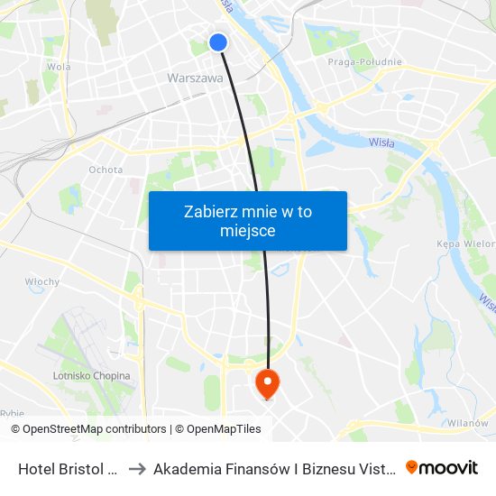 Hotel Bristol 01 to Akademia Finansów I Biznesu Vistula map