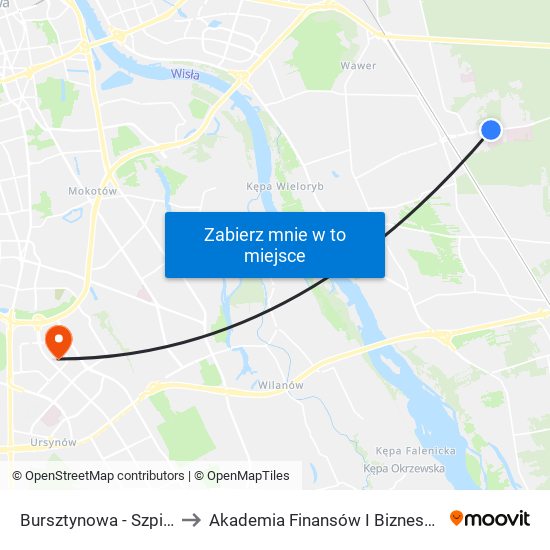 Bursztynowa - Szpital 02 to Akademia Finansów I Biznesu Vistula map