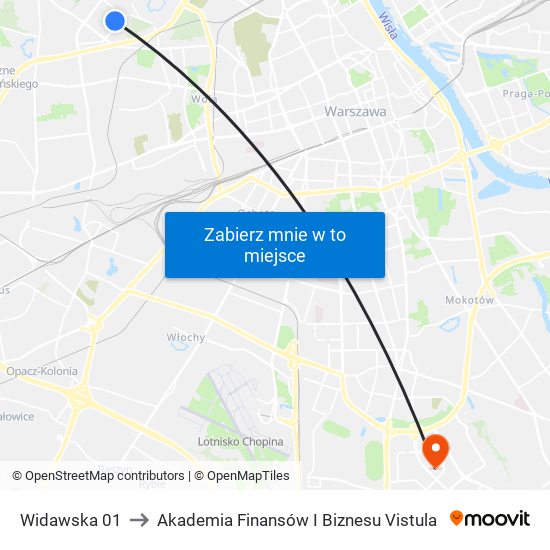 Widawska 01 to Akademia Finansów I Biznesu Vistula map