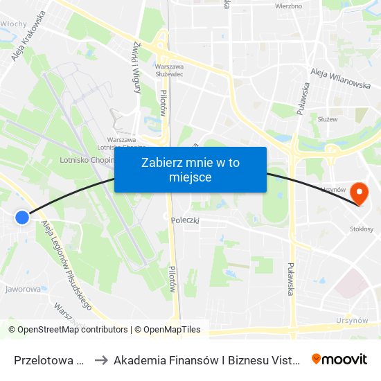 Przelotowa 01 to Akademia Finansów I Biznesu Vistula map