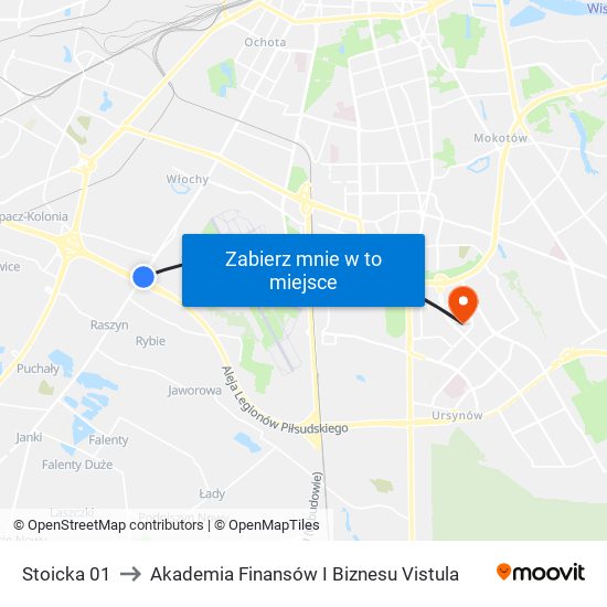 Stoicka to Akademia Finansów I Biznesu Vistula map