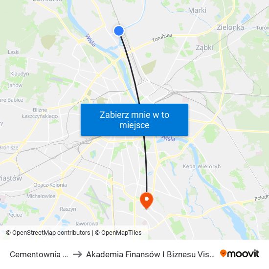 Cementownia to Akademia Finansów I Biznesu Vistula map