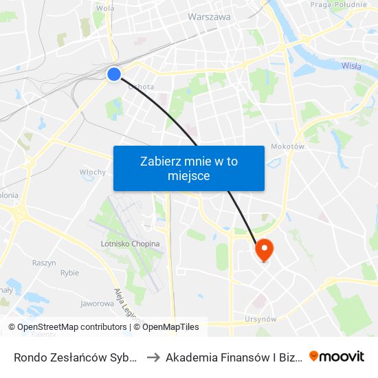 Rondo Zesłańców Syberyjskich 02 to Akademia Finansów I Biznesu Vistula map