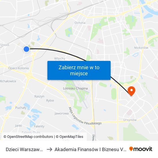 Dzieci Warszawy 01 to Akademia Finansów I Biznesu Vistula map