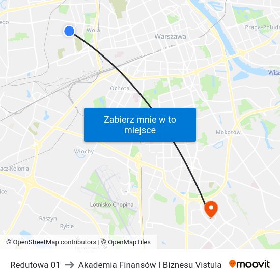 Redutowa to Akademia Finansów I Biznesu Vistula map