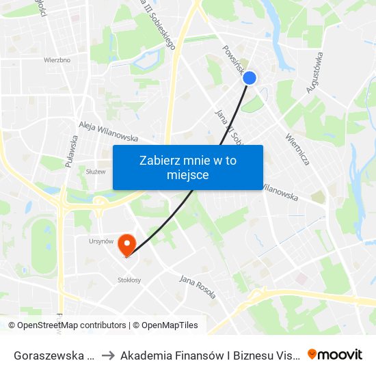 Goraszewska 02 to Akademia Finansów I Biznesu Vistula map