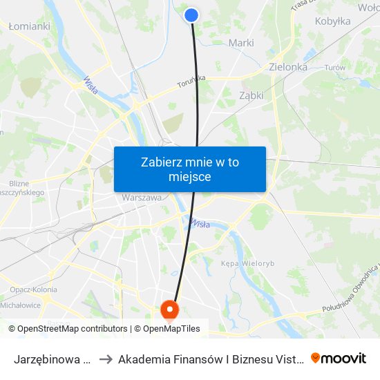 Jarzębinowa 01 to Akademia Finansów I Biznesu Vistula map