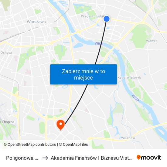 Poligonowa 03 to Akademia Finansów I Biznesu Vistula map