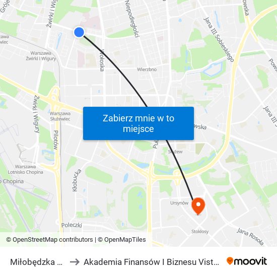 Miłobędzka 01 to Akademia Finansów I Biznesu Vistula map