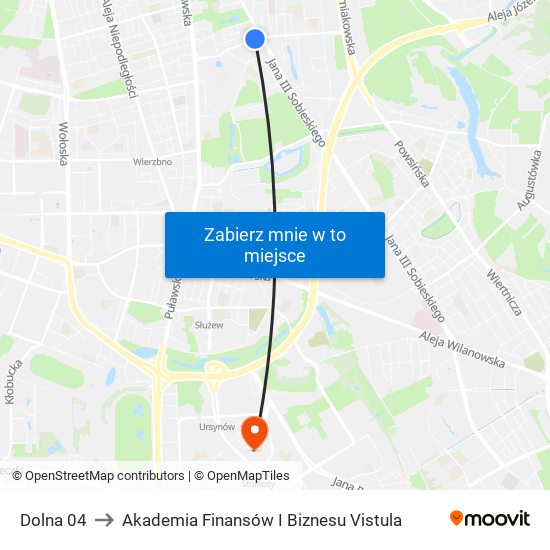 Dolna 04 to Akademia Finansów I Biznesu Vistula map