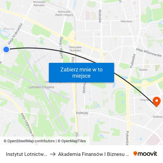 Instytut Lotnictwa 01 to Akademia Finansów I Biznesu Vistula map