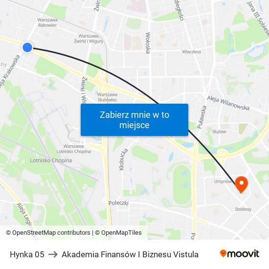 Hynka 05 to Akademia Finansów I Biznesu Vistula map