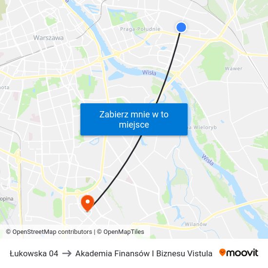 Łukowska to Akademia Finansów I Biznesu Vistula map