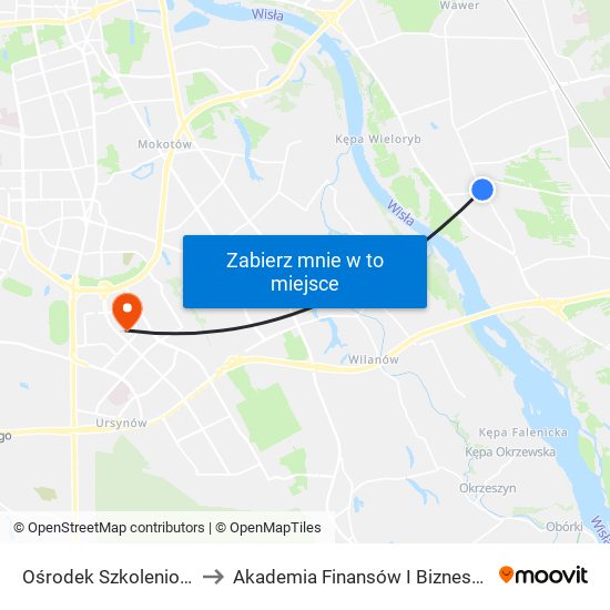 Ośrodek Szkoleniowy 01 to Akademia Finansów I Biznesu Vistula map