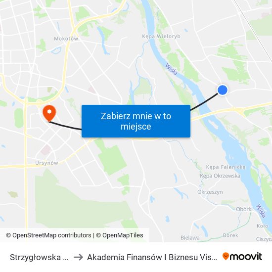 Strzygłowska 01 to Akademia Finansów I Biznesu Vistula map