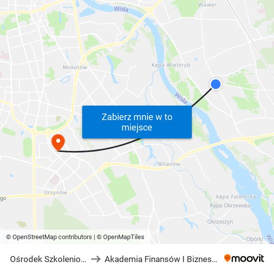 Ośrodek Szkoleniowy 02 to Akademia Finansów I Biznesu Vistula map