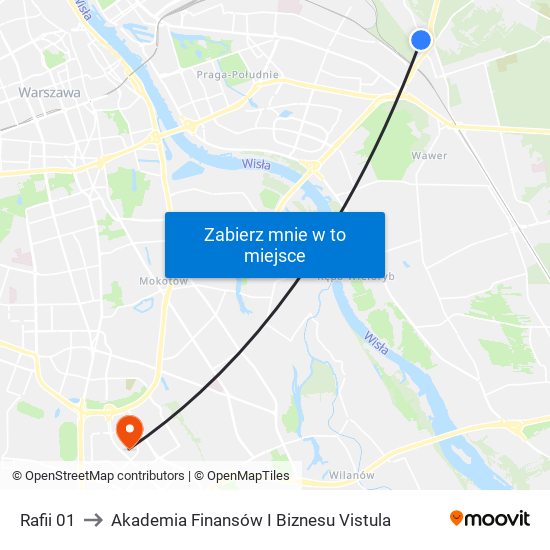 Rafii 01 to Akademia Finansów I Biznesu Vistula map