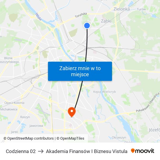 Codzienna 02 to Akademia Finansów I Biznesu Vistula map