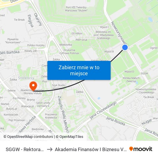 Sggw-Rektorat to Akademia Finansów I Biznesu Vistula map